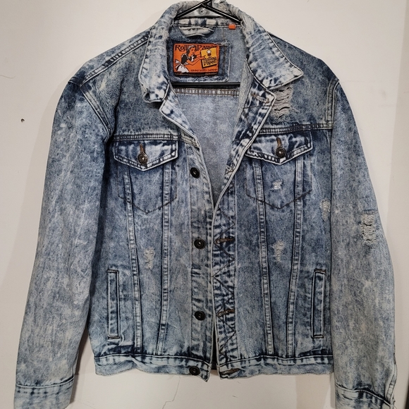 Rolling Paper Jackets & Coats Rolling Paper Acid Wash Denim Jacket